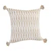 Homezia 20" X 20" Ivory And Tan 100% Cotton Geometric Zippered Pillow