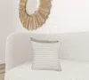 Homezia 20" X 20" Ivory And Tan 100% Cotton Geometric Zippered Pillow