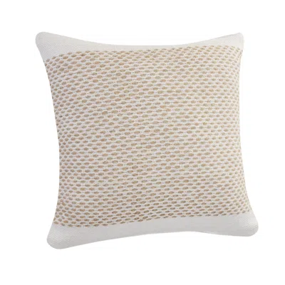 Homezia 20" X 20" Ivory And Tan 100% Cotton Geometric Zippered Pillow