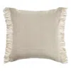 Homezia 20" X 20" Ivory And White 100% Cotton Zippered Pillow