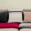 Homezia 20" X 20" Ivory Striped Cotton Zippered Pillow