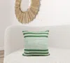 Homezia 20" X 20" Jade Green And White 100% Cotton Geometric Zippered Pillow