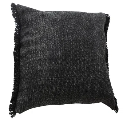 Homezia 20" X 20" Jet Black 100% Cotton Zippered Pillow