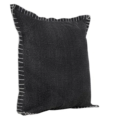 Homezia 20" X 20" Jet Black 100% Cotton Zippered Pillow In Brown