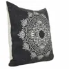 Homezia 20" X 20" Jet Black And White 100% Cotton Geometric Zippered Pillow