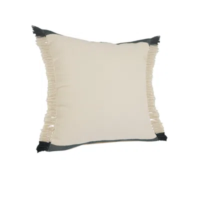 Homezia 20" X 20" Juniper Green Dark Green White And Linen 100% Cotton Striped Zippered Pillow