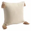 Homezia 20" X 20" Light Beige And Dark Beige 100% Cotton Zippered Pillow