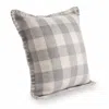 Homezia 20" X 20" Light Gray And Ivory Polyester Plaid Zippered Pillow