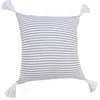 Homezia 20" X 20" Light Gray And White 100% Cotton Striped Zippered Pillow