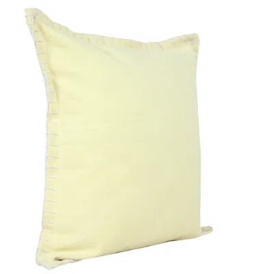 Homezia 20" X 20" Light Yellow 100% Cotton Zippered Pillow
