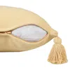 Homezia 20" X 20" Light Yellow 100% Cotton Zippered Pillow