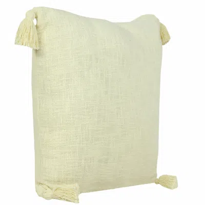 Homezia 20" X 20" Light Yellow 100% Cotton Zippered Pillow In Neutral
