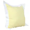 Homezia 20" X 20" Light Yellow And White 100% Cotton Geometric Zippered Pillow
