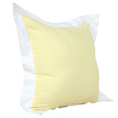 Homezia 20" X 20" Light Yellow And White 100% Cotton Geometric Zippered Pillow