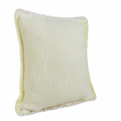 Homezia 20" X 20" Light Yellow And White 100% Cotton Geometric Zippered Pillow
