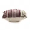 Homezia 20" X 20" Maroon Red And Off-white 100% Cotton Striped Zippered Pillow