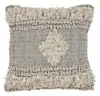 Homezia 20" X 20" Natural And Black Geometric Cotton Zippered Pillow With Fringe