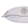 Homezia 20" X 20" Natural And Ivory Floral Linen Zippered Pillow With Embroidery