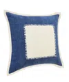 Homezia 20" X 20" Navy And Cream 100% Cotton Zippered Pillow