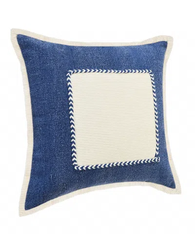 Homezia 20" X 20" Navy And Cream 100% Cotton Zippered Pillow