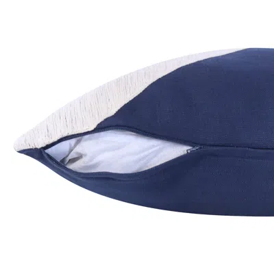 Homezia 20" X 20" Navy And Ivory 100% Cotton Abstract Zippered Pillow