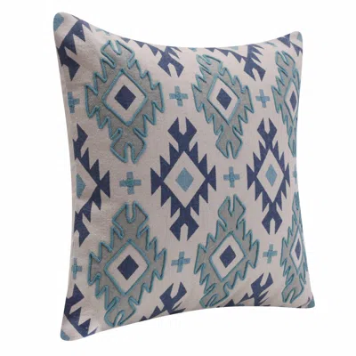 Homezia 20" X 20" Navy And Light Gray 100% Cotton Geometric Zippered Pillow