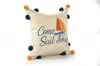 Homezia 20" X 20" Navy And Orange Polyester Tropical Zippered Pillow