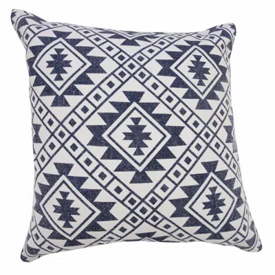 Homezia 20" X 20" Navy And White 100% Cotton Geometric Zippered Pillow