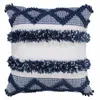 Homezia 20" X 20" Navy Blue And White Polyester Coastal Zippered Pillow