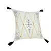 Homezia 20" X 20" Off-white Black And Cream 100% Cotton Geometric Zippered Pillow