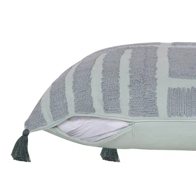 Homezia 20" X 20" Olive Green Geometric Cotton Zippered Pillow With Tassels