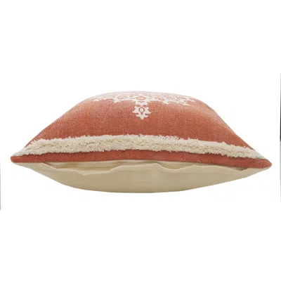 Homezia 20" X 20" Orange And Off-white 100% Cotton Geometric Zippered Pillow