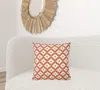 Homezia 20" X 20" Orange And White 100% Cotton Geometric Zippered Pillow