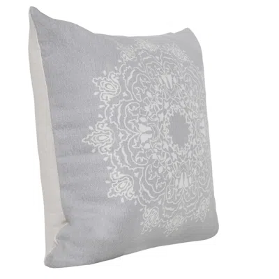 Homezia 20" X 20" Pale Gray And White 100% Cotton Geometric Zippered Pillow