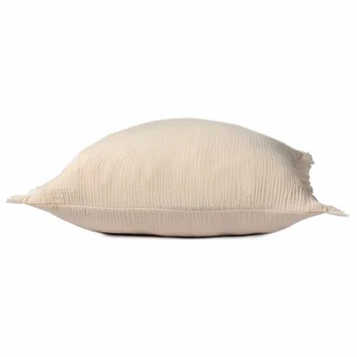 Homezia 20" X 20" Peach And Cream 100% Cotton Zippered Pillow