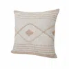 Homezia 20" X 20" Peach And White 100% Cotton Coastal Zippered Pillow
