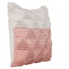 Homezia 20" X 20" Pink And Off-white 100% Cotton Geometric Zippered Pillow