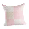 Homezia 20" X 20" Pink And Off-white 100% Cotton Patchwork Zippered Pillow