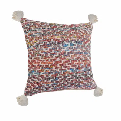 Homezia 20" X 20" Red Green Blue Yellow And Orange Polyester Geometric Zippered Pillow