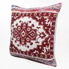 Homezia 20" X 20" Red White Purple And Pink 100% Cotton Geometric Zippered Pillow