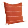 Homezia 20" X 20" Rust Linen Striped Zippered Pillow