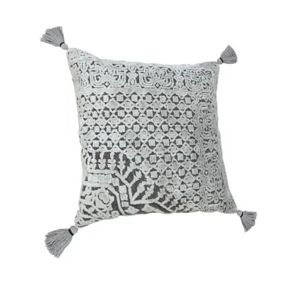 Homezia 20" X 20" Silver Gray And Dark Gray Viscose Geometric Zippered Pillow