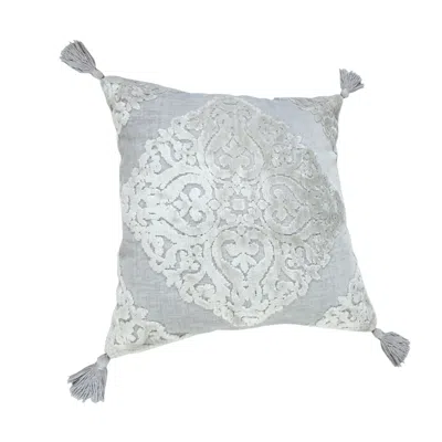 Homezia 20" X 20" Silver Gray And Light Gray Viscose Zippered Pillow
