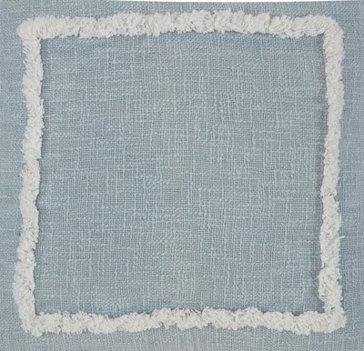 Homezia 20" X 20" Sky Blue And White 100% Cotton Geometric Zippered Pillow