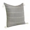Homezia 20" X 20" Slate Gray Linen Striped Zippered Pillow
