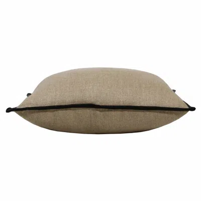 Homezia 20" X 20" Tan And Black Linen Zippered Pillow