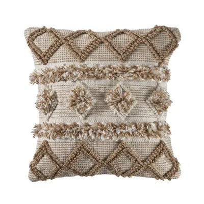 Homezia 20" X 20" Tan Zippered Geometric Indoor Outdoor Throw Pillow