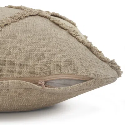 Homezia 20" X 20" Taupe Brown 100% Cotton Zippered Pillow