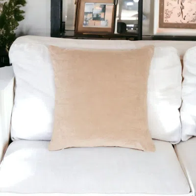 Homezia 20" X 20" Taupe Cotton Zippered Pillow