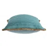 Homezia 20" X 20" Turquoise Blue And Tan 100% Cotton Zippered Pillow